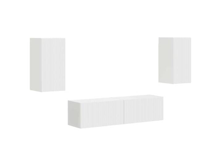 KTHLBRH TV-Möbel-Set, 4 Stück, weiß, Holz, technisch 2 Türen, 1 Einlegeboden, Schiebetüren, ergonomische Griffe, modernes Design, 32,96 kg