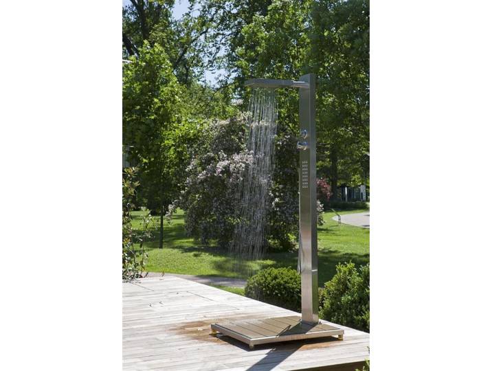 Eichenwald Modell 70 Gartendusche Elba mit WPC Plattform sandfarbig