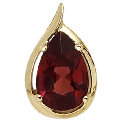 Kettenanhänger JOBO "Anhänger Tropfen", gelb (gelbgold 585), Schmuckanhänger, Damen, Gelbgold 585, Kettenanhänger, 585 Gold mit Granat