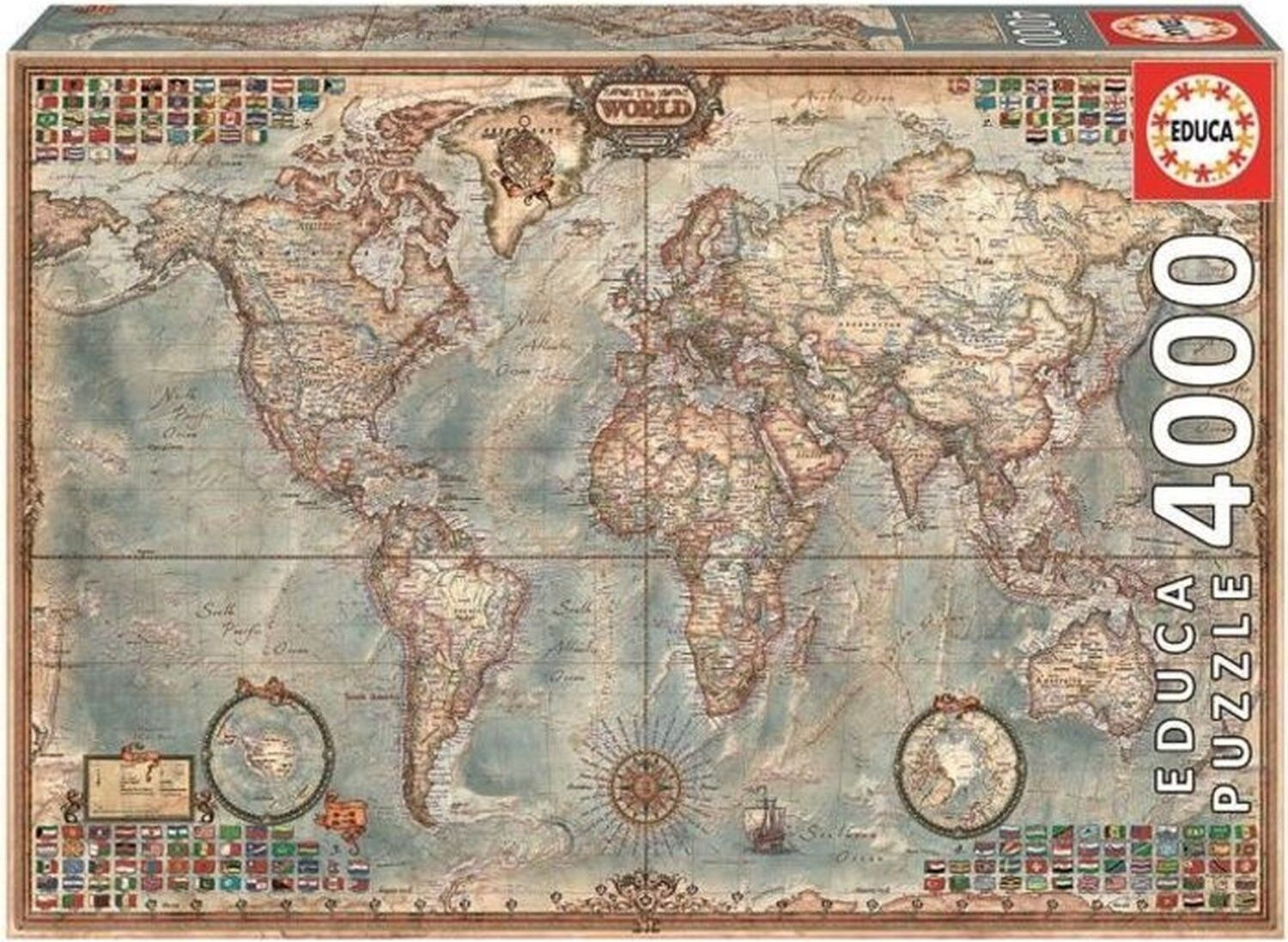Educa Borras Puzzel Historische wereldkaart, 4000 stukjes