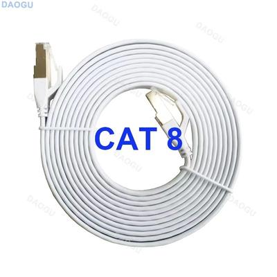 Cat8 40Gbps High Speed Ethernet Cable Ultra Fast 2000MHz RJ45 Flat Network Cable For Gaming, Streaming & Office white 1m