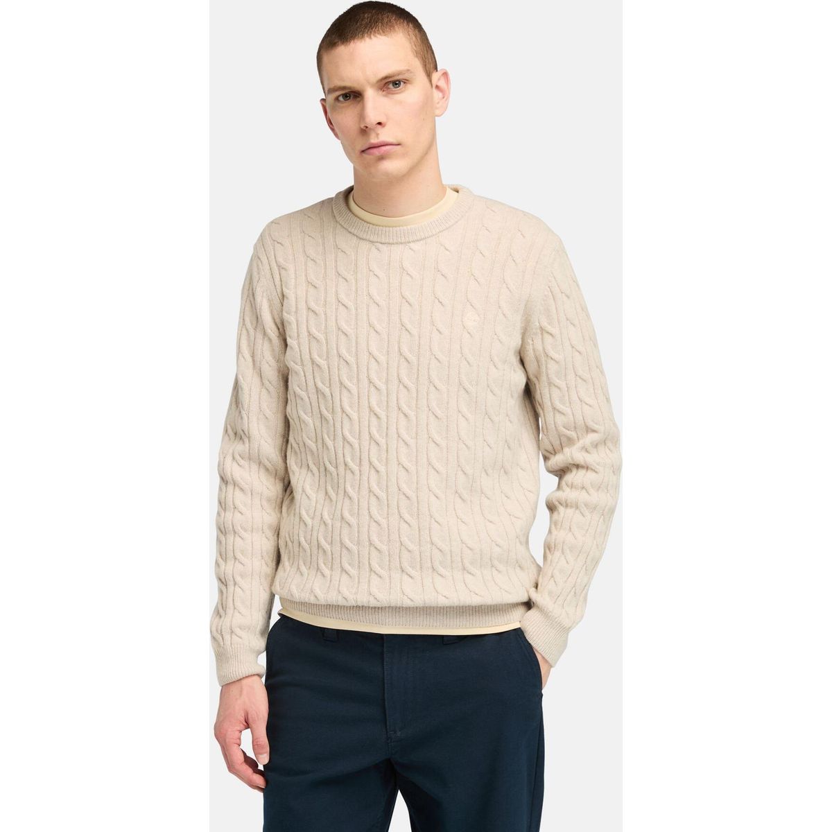Timberland Mens Cable Crew Neck Sweater angora heather XL TB0A2CEQEGM1-XL