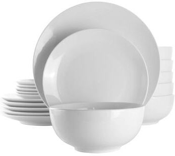 Elama Celeste 18 Piece Round Porcelain Dinnerware Set in White