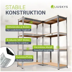 Juskys Lagerregal Easy 2er Set – Metall Schwerlastregal 160x80x40 cm, 8 Böden, 640 kg, verzinkt