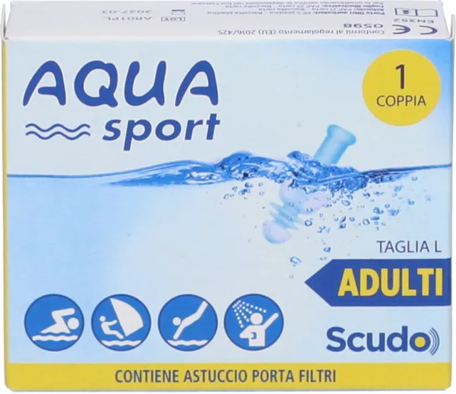PASQUALI SpA Aqua Sport Adult Filtro Auricolare Classic Schiuma Taglia L 1 Coppia Adulti