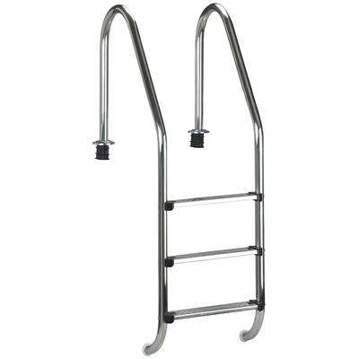 Poolleiter KWAD "Edelstahlleiter 3stufig schmal 120cm", silber (silberfarben), B:50cm H:158cm, Edelstahl, Leitern, 120 cm Höhe