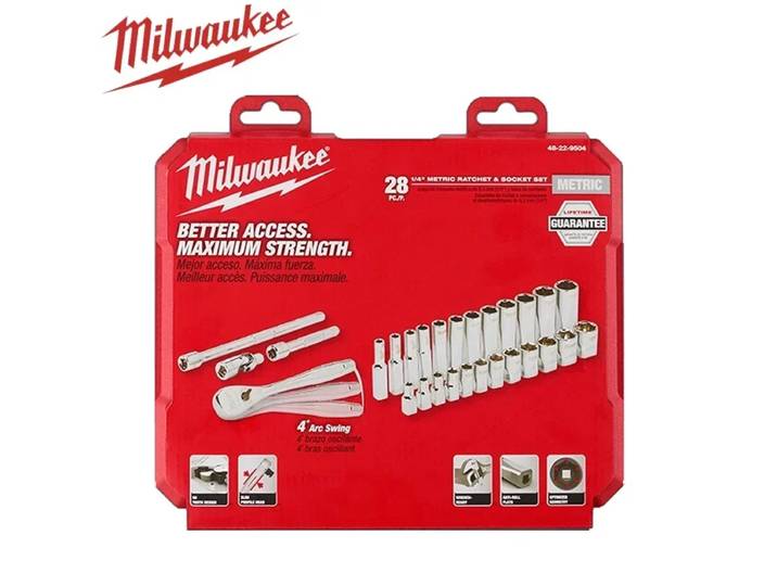 Milwaukee 48-22-9504 Ensemble de clés à cliquet et douilles métriques 1/4 28 pièces MILWAUKEE Accessoires pour outils électriques 4932464943
