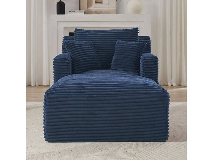 Canapé modulaire - MINIMAL - Chaise longue Velours côtelé - 1 place - Canapé-lit & fauteuil relax - Sans montage