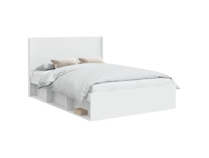 PUGYNBK Bettgestell mit Stauraum und weißem Kopfteil Robustes Holz, Lattenrost, modernes Design, einfache Reinigung