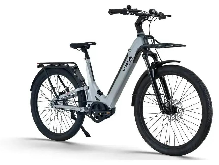 Vogue Artemis - E-Bike - 28 Zoll - 250W Motor - 90 km Reichweite - 7-Gang - Hydraulische Scheibenbremsen - 468Wh Akku - Tiefeinsteiger - Federgabel - Matt Grau