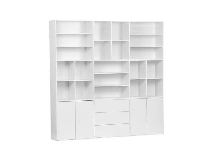 Kit étagère, bibliothèque décor bois blanc 9 éléments kit 1