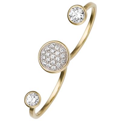 Goldring JOBO "Ring Zweifingerring" Gr. 54, gold (gelbgold 333), Fingerringe, Damen, 54, Gelbgold 333, Goldring, 333 Gold mit Zirkonia