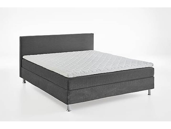 Atlantic Home Collection Boxbett inklusive Rost und H3 Federkernmatratze, Polypropylen, Dunkelgrau, 180 x 200 cm