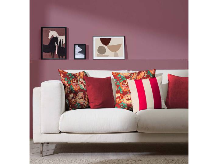 Coussin Stripe Beige/Rouge/Rouge 46 x 46cm Polyester
