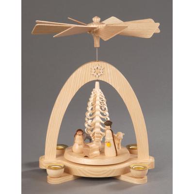 Weihnachtspyramide ALBIN PREISSLER "Christi Geburt, Handwerkskunst aus dem Erzgebirge", beige (natur), B:17cm H:20cm T:13cm, Massivholz, Weihnachtspyramiden, Weihnachtspyramide, Höhe ca. 20 cm, Weihnachtsdeko aus Holz