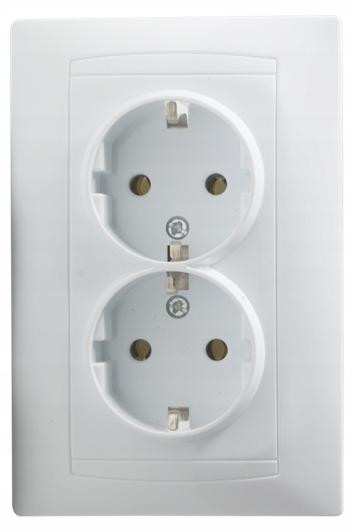 TG ELECTRO LUNA Dubbel stopcontact, 2x2P+Z, wit, 16A