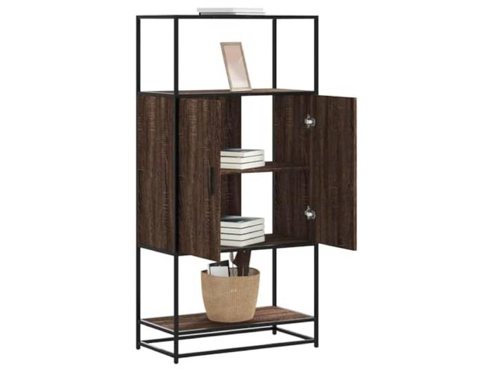 HEFZGDB Stabiles Highboard mit ergonomischen Griffen und Metallgestell aus Holzwerkstoff in Sonoma-Eiche Dekoration und Aufbewahrung mit Wandhalterung zur Sicherung, Stauraum Fach