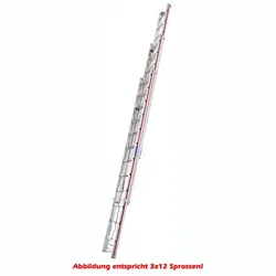 Seilzugleiter Hymer dreiteilig Walzprofil 3x14 Sprossen Seile mit unterschiedlichen Farben zur Unterscheidung