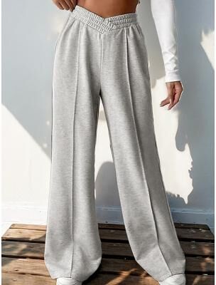 LightInthebox Women's Chinos Fashion Full Length High Waist Elastic Waistband Comfort Inelastic Athleisure Dark navy Brown Grey Summer Spring Fall Winter Loose Fit
