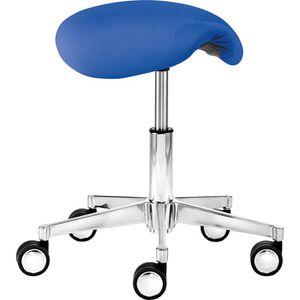 Mayer Drehhocker myXPERT, 1297, Stoff, mit Rollen, mit Sattelsitz, blau