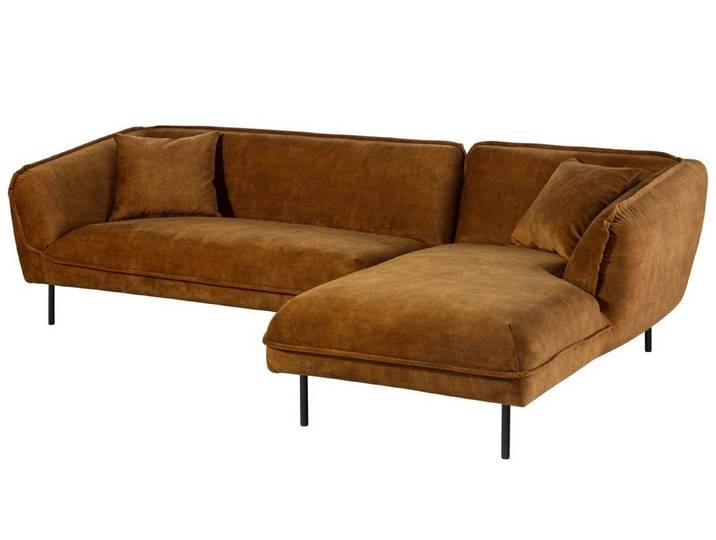Massivmoebel24 Ecksofa SOFAS, 277x173x76 Polyester cognac GENT