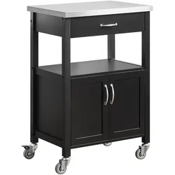 SoBuy Küchenwagen mit 1 Schublade Schwarz 60x44,5x91cm Funktional