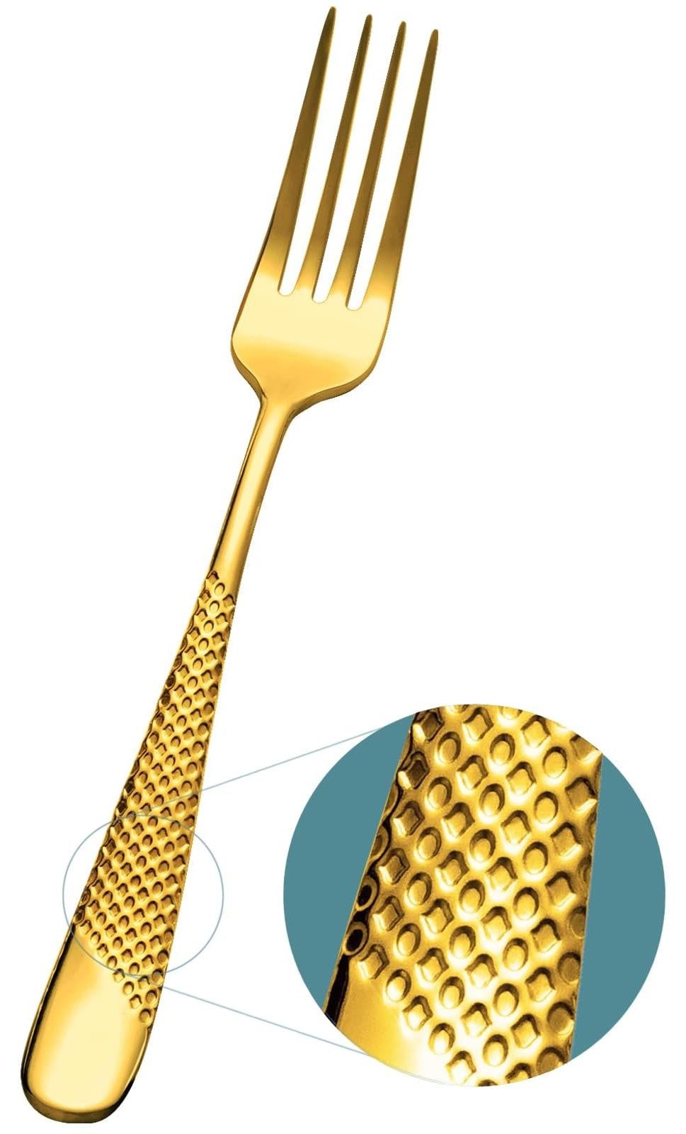 Set van 6 gouden tafelvorken van roestvrij staal