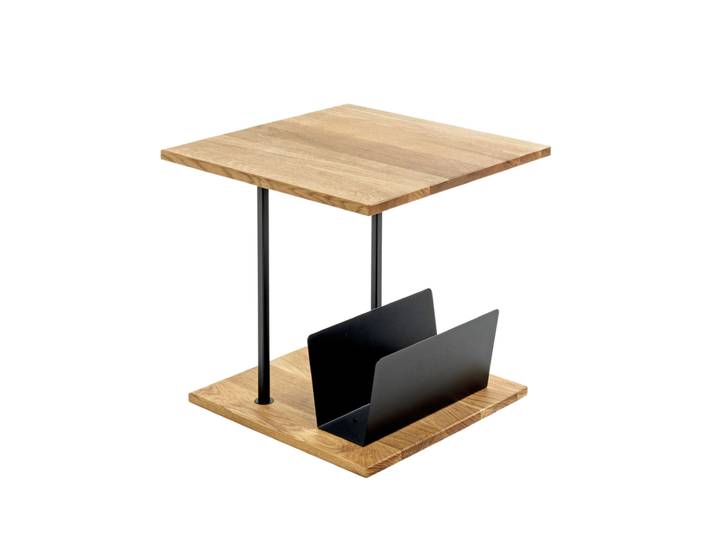 Beistelltisch 45 x 45 cm Eiche massiv braun/schwarz