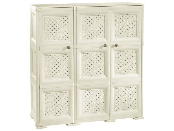 Tontarelli 8085584210 Omnimodus Meuble de Rangement à Neuf Compartiments-Trois Portes-en Osier Crème 118 x 43 x 125 cm