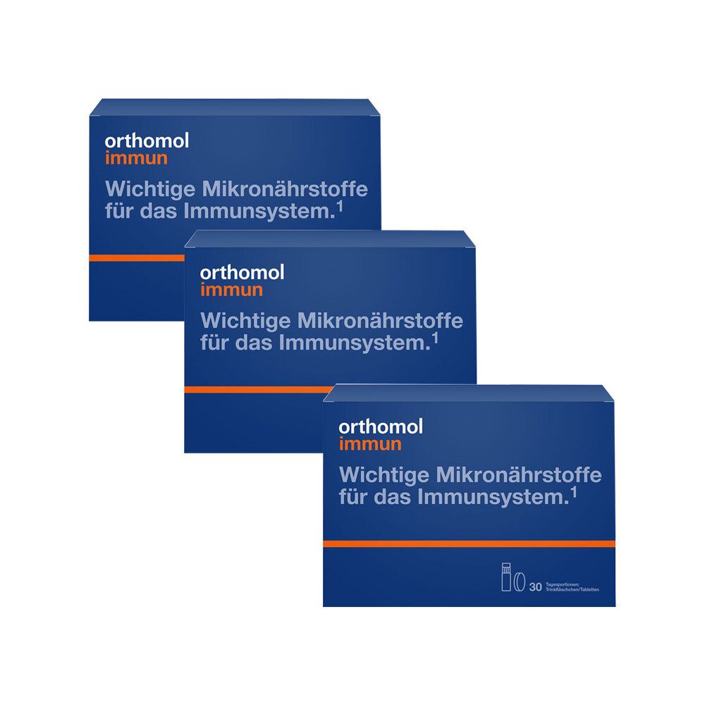 3x Orthomol Immun Trinkfläschchen/Tabl.Kombipack 3x30 St Trinkampullen