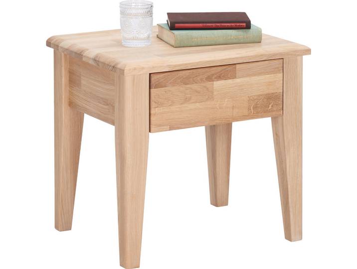 Linea Natura Nachttisch, Eichefarben, Holz, Wildeiche, massiv,massiv,massiv, 1 Schublade(n) Schubladen, 50x48x40 cm, Schlafzimmer, Nachttische
