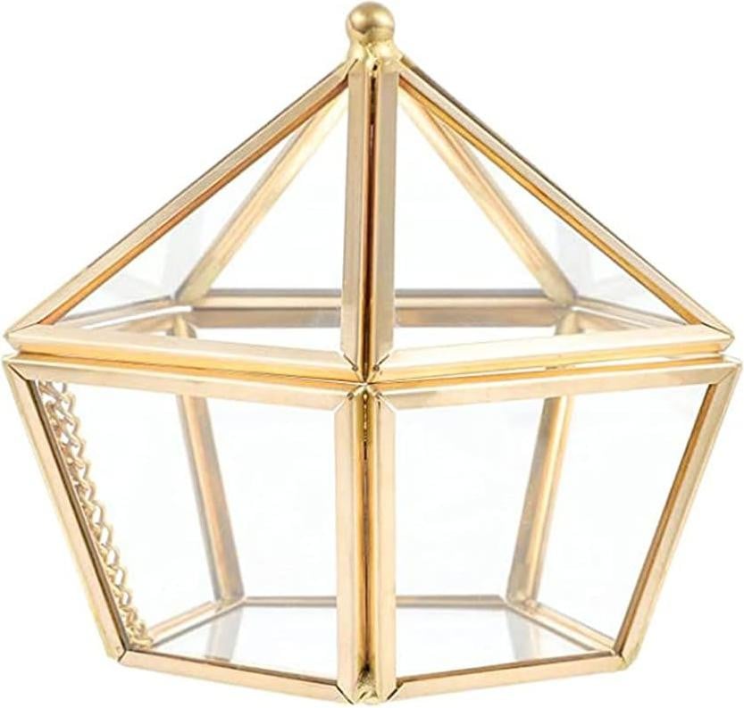 Geometrisch glazen terrarium en sierdoos voor decoratie in huis