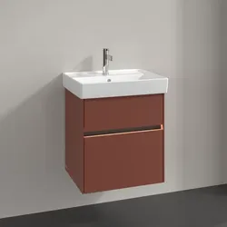 Villeroy und Boch Collaro Waschtischunterschrank C007B0AH 51x54,6x41,4cm, Waschbecken mittig, LED-Beleuchtung, wine red