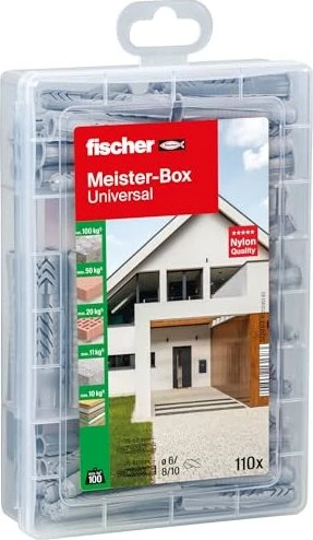 fischer Meister-Box - UX/UX-R 2K Universaldübel-Sortiment Ø 6/8/10 mm 35/50/60 mm, 110 Stück
