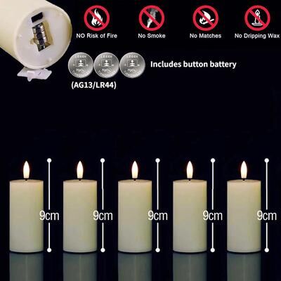 Uplift Treasures Bulk LED Flickering Flameless Pillar Candles 9cm 6pcs