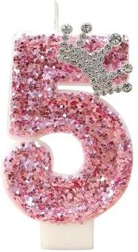 Uplift Essentials Princess Crown Pink Numeral Cake Candle 5