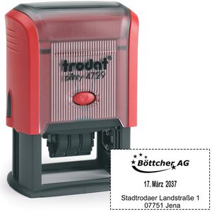 Trodat Datumstempel Printy 4729, schwarz, selbstfärbend, Abdruck 49 x 29 mm, Schrifthöhe 3 mm, bis 6 Zeilen Wunschtext