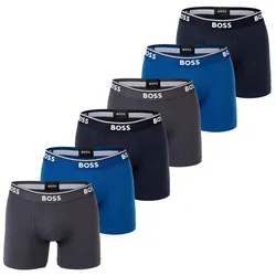 BOSS Herren Boxershorts, 6er Pack - Boxer Briefs 6P Power, Cotton Stretch, Logo Blau / XL