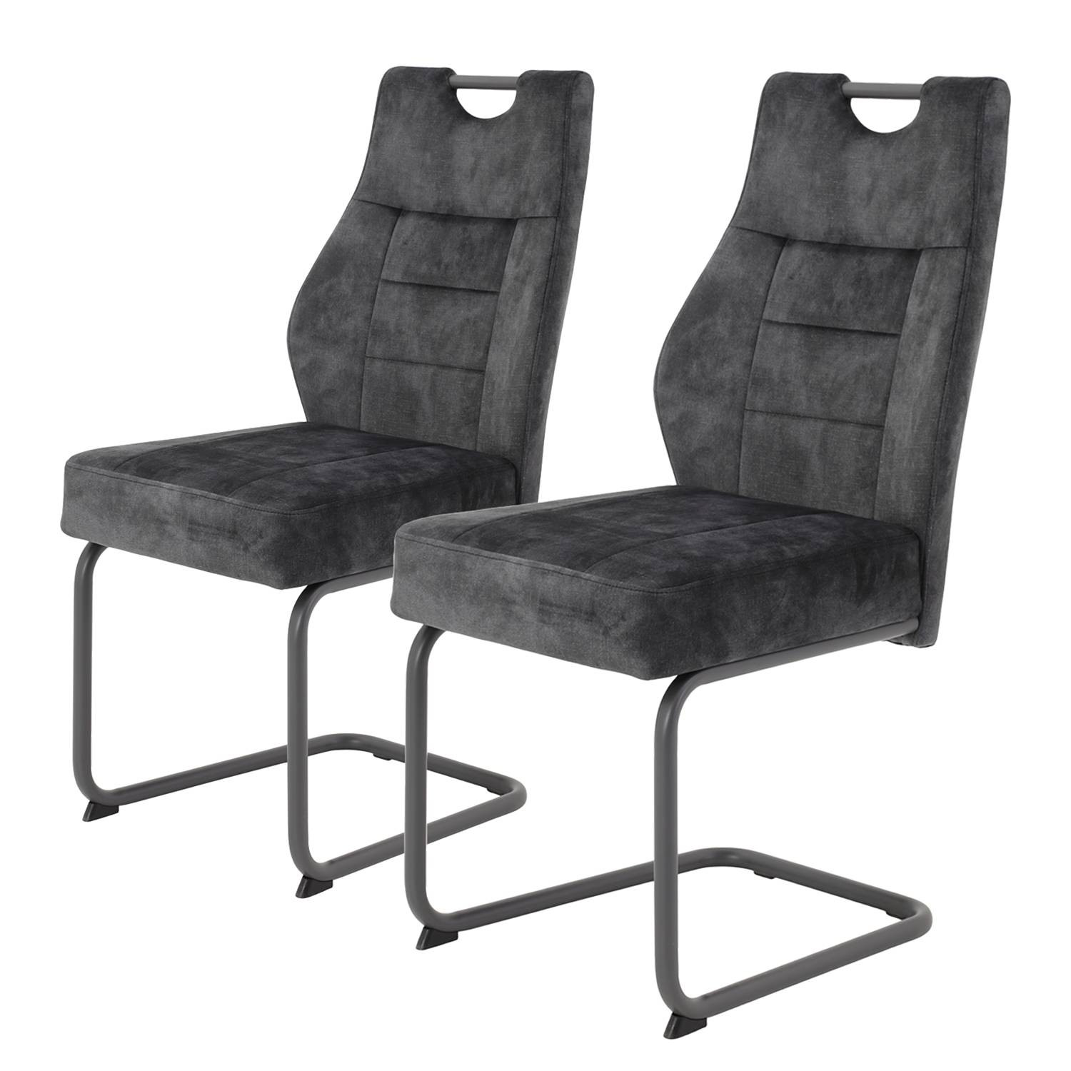 home24 Sledestoel Laizy zwart set van 2 B/D/H: 47 x 99 x 61 cm