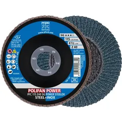 PFERD TOOLS POLIFAN POWER Fächerscheibe PFC konisch Zirkonkorund SG STEELOX Stahl/Edelstahl - 67784115