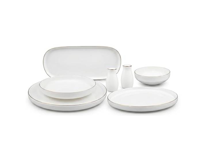IMEX Germany 27-teiliges Tafelservice Set für 6 Personen, Gold Luxus Porzellan, Mit Goldrand, Inkl. Servierplatte & Salz/Pfefferstreuer, Festliches Design