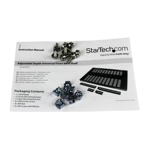 StarTech.com 19 Schwerlast Fachboden tiefenverstellbar für Serverschrank mit Lüftungsschlitzen