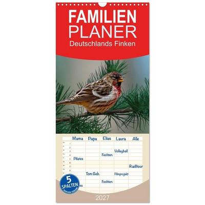 Familienplaner 2027 - Deutschlands Finken mit 5 Spalten (Wandkalender, 21 x 45 cm) CALVENDO