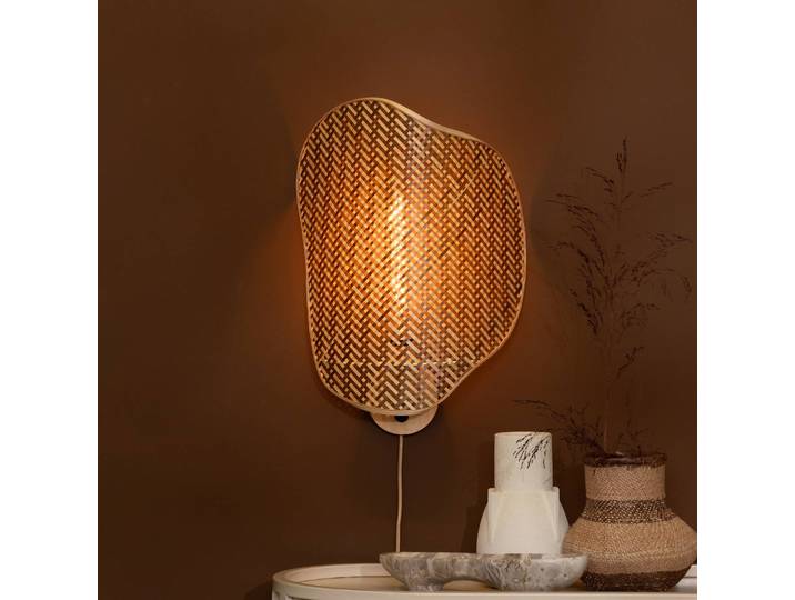 Good & Mojo Wandlampe Kinabalu, Holz hell, für Wohn- / Esszimmer, Bambus, Wandleuchte, Wandlampe Innen