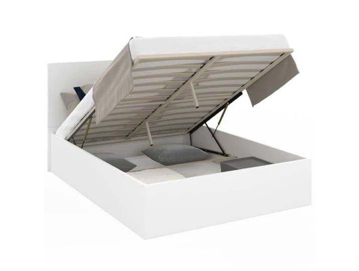 IDMarket - Lit Coffre Double Seaside avec tête de lit et sommier 140 x 190 cm Blanc