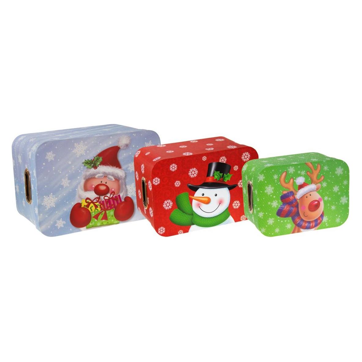 Idena 31481 - Geschenkboxen Set Weihnachten, 3 Stück, Motive Schneemann, Rentier und Santa, Weihnach (3x) (35597919)