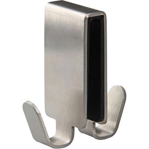 Fackelmann Duschhaken Tecno beidseitig, Edelstahl matt, aus Edelstahl, zum Einhängen, Wandstärke 6-8 mm