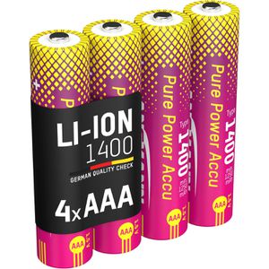 Ansmann Akku Pure Power 1,5 V, 1400 mAh, AAA, Li-Ion, 4 Stück