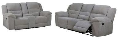 Simple Relax 2-piece Chenille Manual Reclining Sofa Set with Pillow-top Arm in Grey