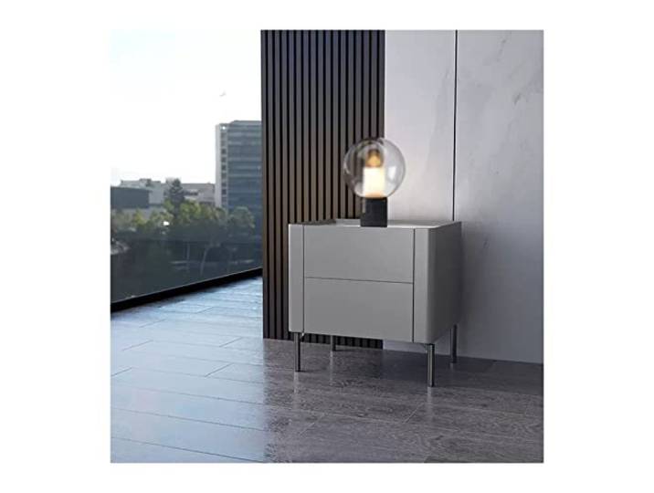 YANG11FAN Vielseitig Grauer Nachttisch aus Holz mit 2 Schubladen Mit Metallbeinen Rock Slate Arbeitsplatte for Schlafzimmer Wohnzimmer(L40xD40xH50cm)